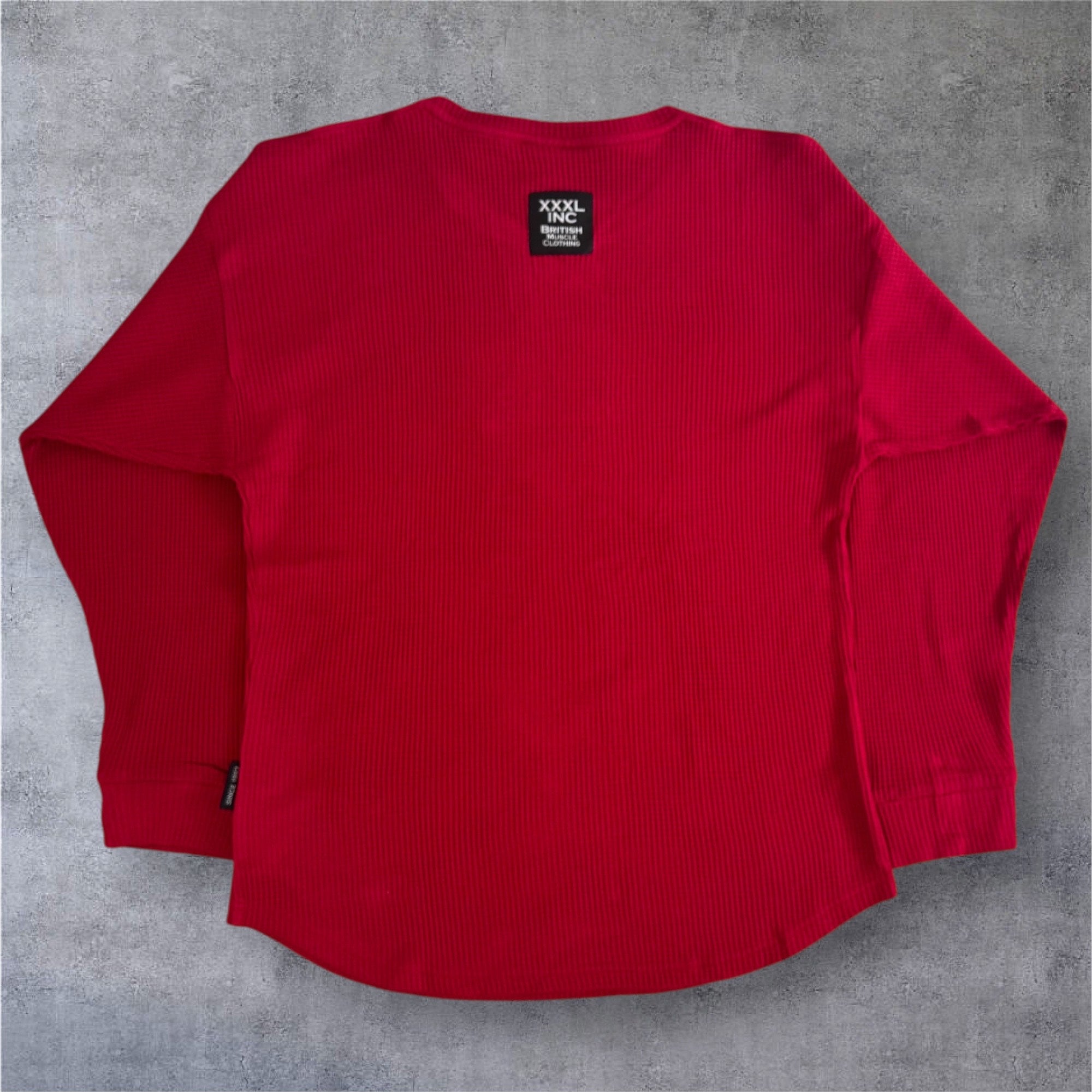 "Low Key XXXL embroidered" Stretch Thermal Waffle Sweat -Dark Red