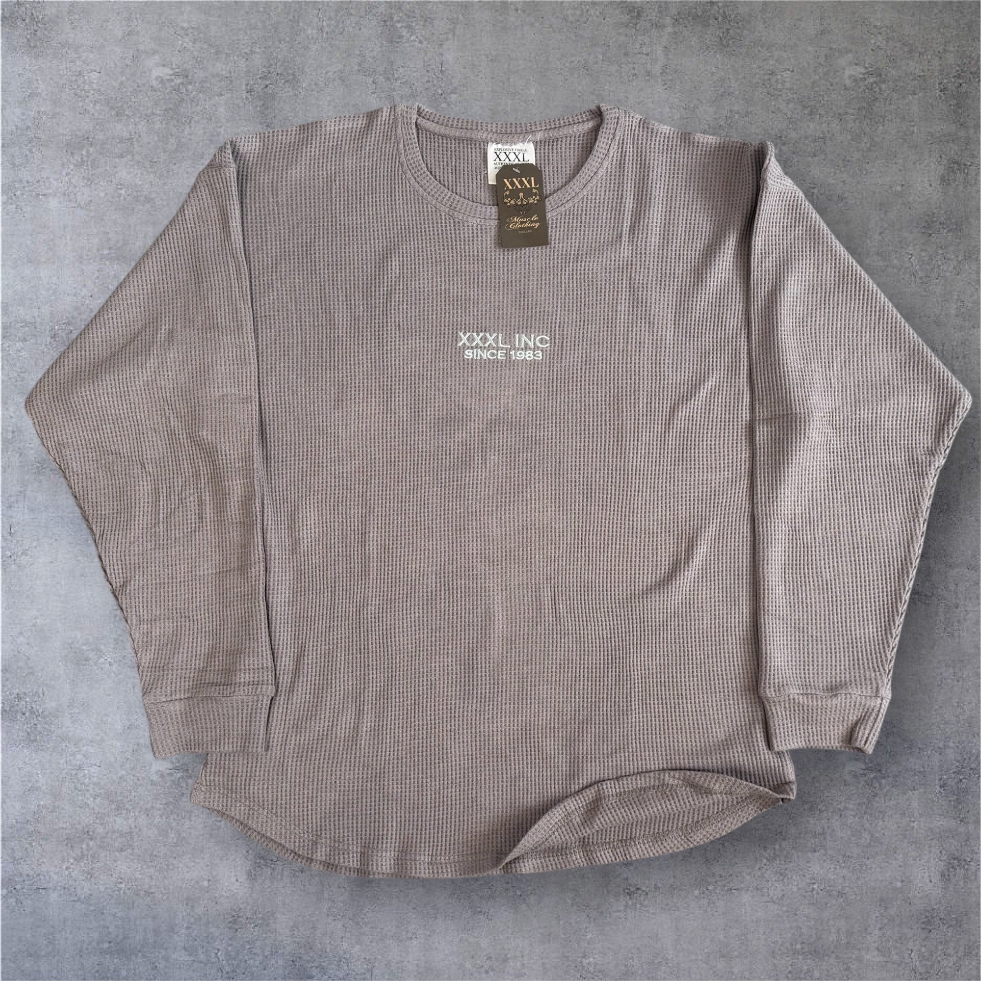 "Low Key XXXL embroidered" Stretch Thermal Waffle Sweat -Alloy Gray