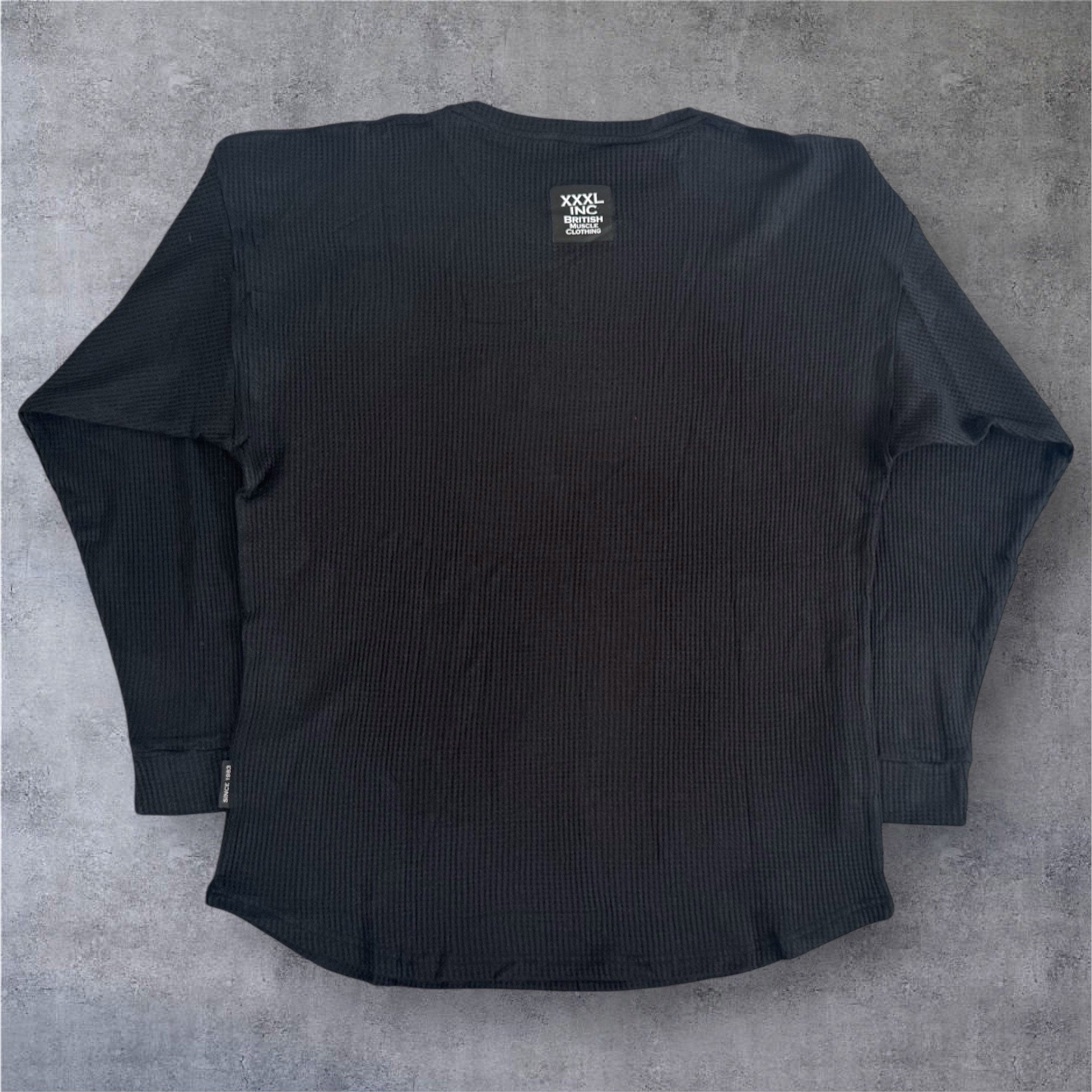 "Low Key XXXL embroidered" Stretch Thermal Waffle Sweat -Black