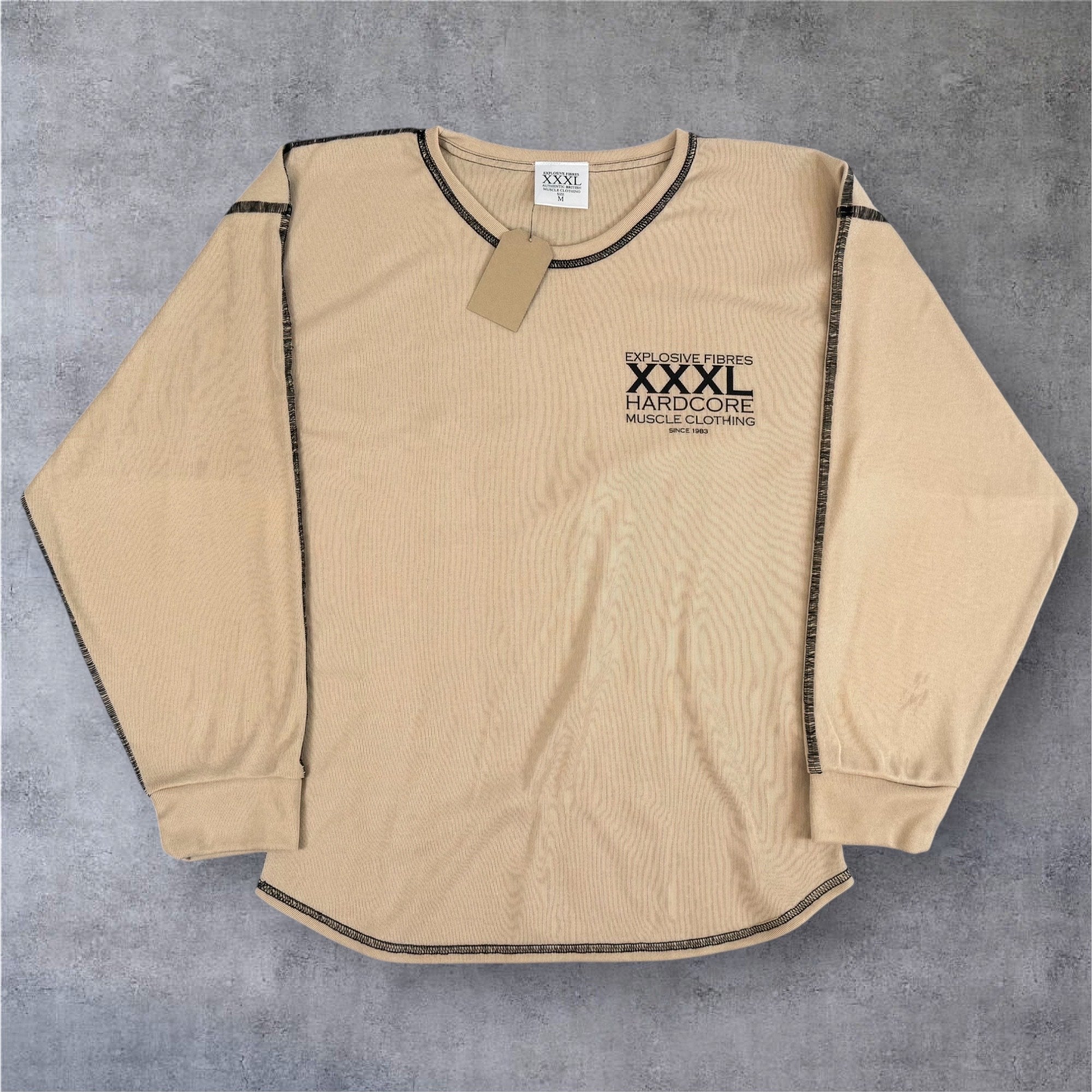 "Classic XXXL Logo" Vintage Wash Top stitched Sweat - Vanilla Cream (Limited Edition)