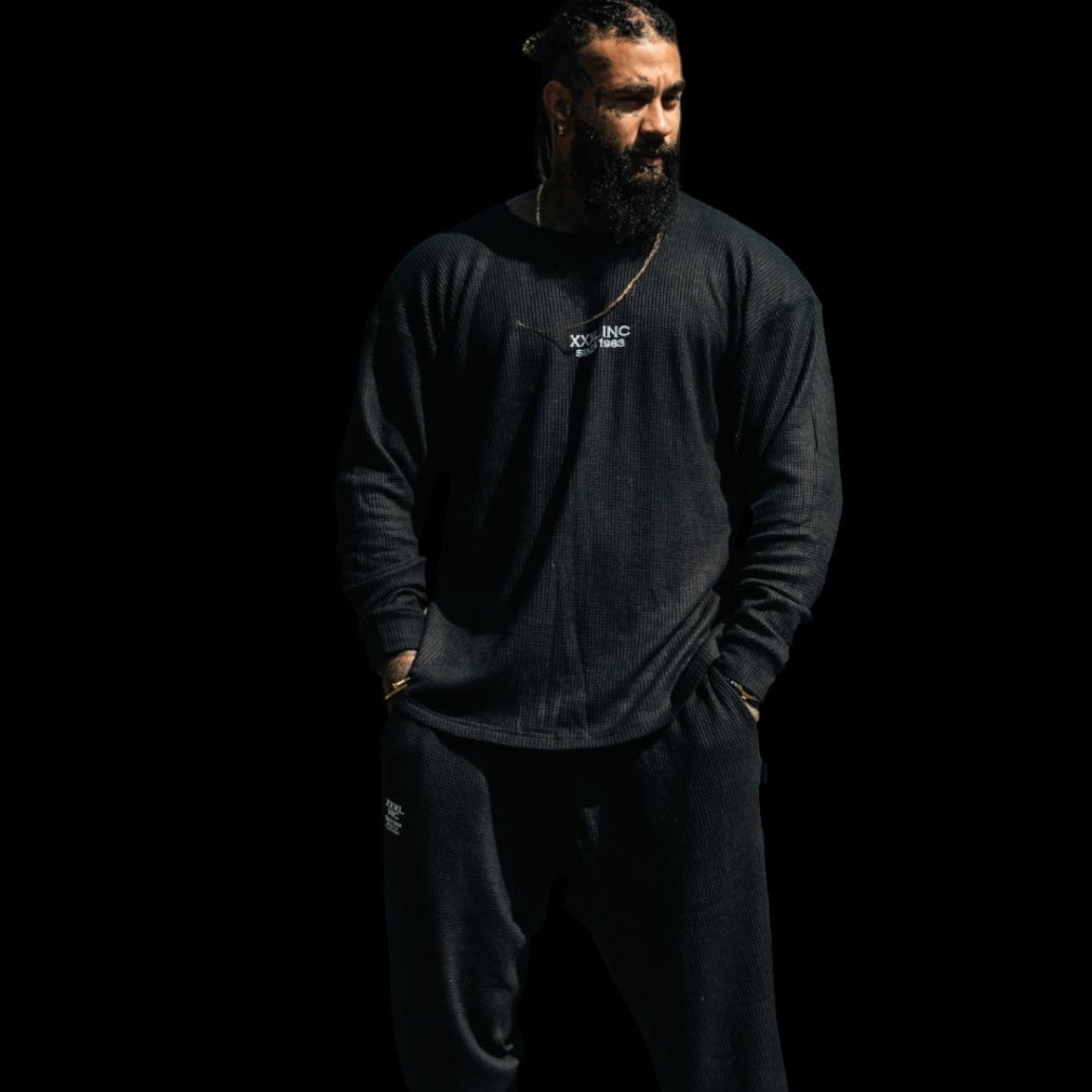 Stretch Thermal Waffle Full Cut Pant - Black