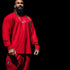 "Low Key XXXL embroidered" Stretch Thermal Waffle Sweat -Dark Red