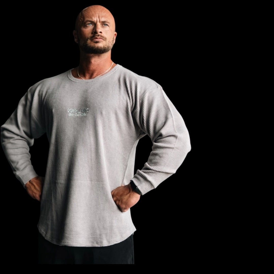 "Low Key XXXL embroidered" Stretch Thermal Waffle Sweat -Alloy Gray