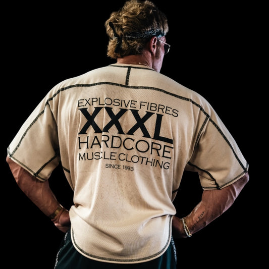 "Classic XXXL Logo" Vintage Wash Loop  stitched Rag Top - Vanilla Cream (Limited Edition)