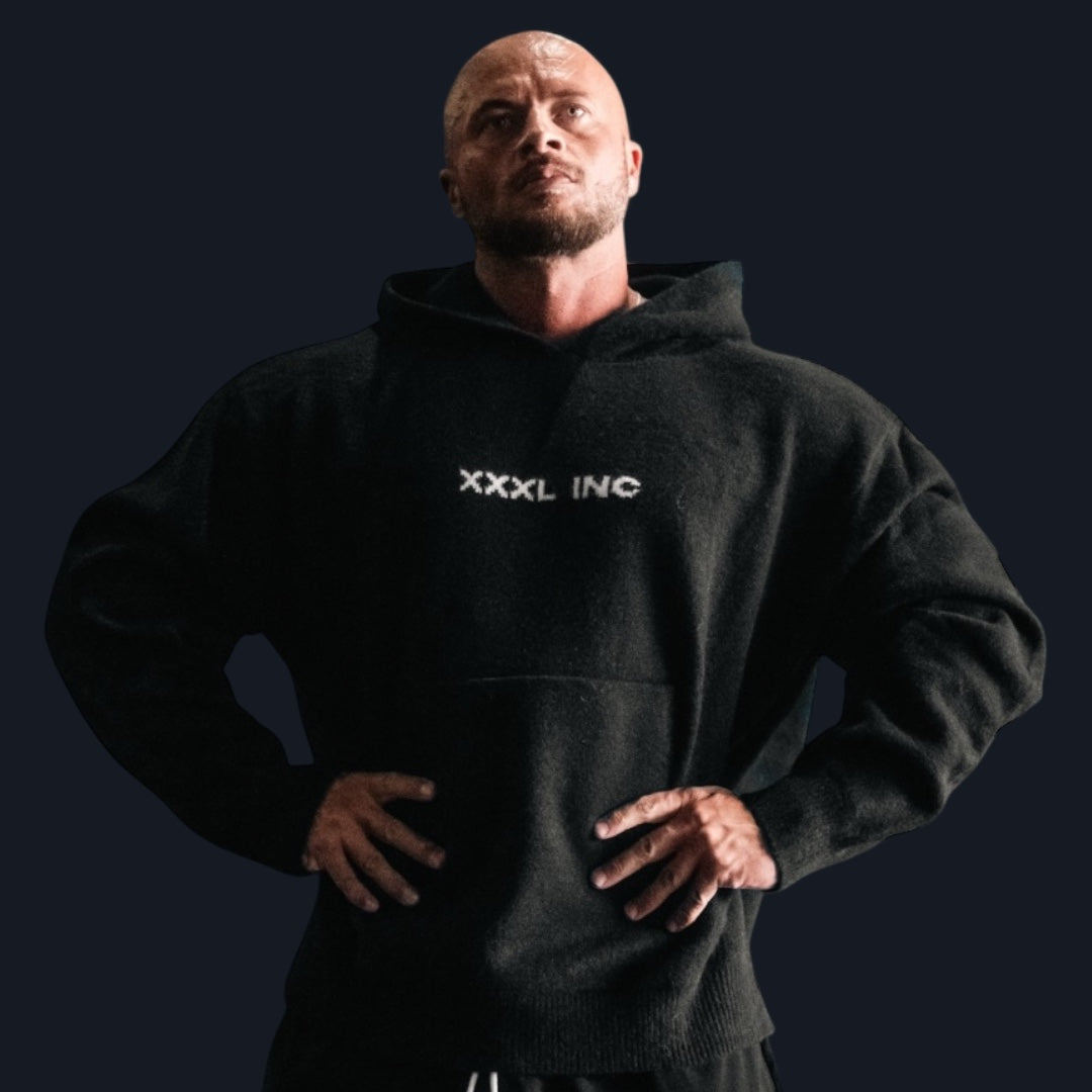 "Ultra Knit Logo" Soft Knit Pouch Hoodie - Shadow Black