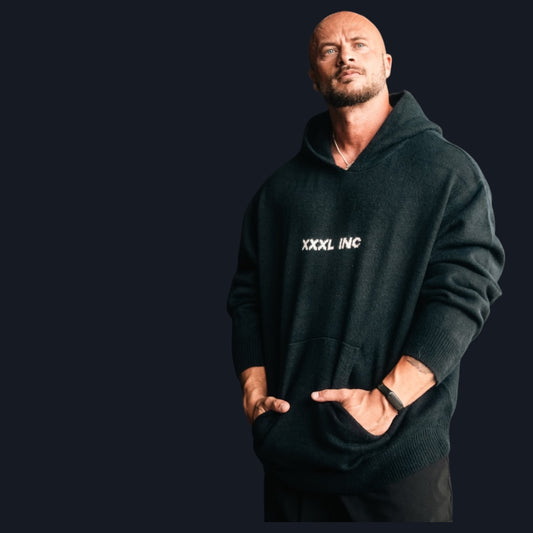 "Ultra Knit Logo" Soft Knit Pouch Hoodie - Shadow Black