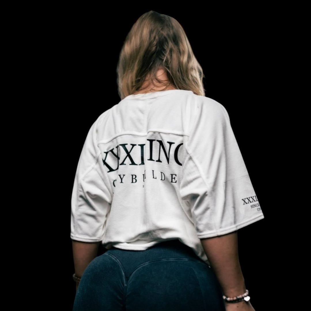 " Body Builder " Oversized Super Soft Rag Top - Snow