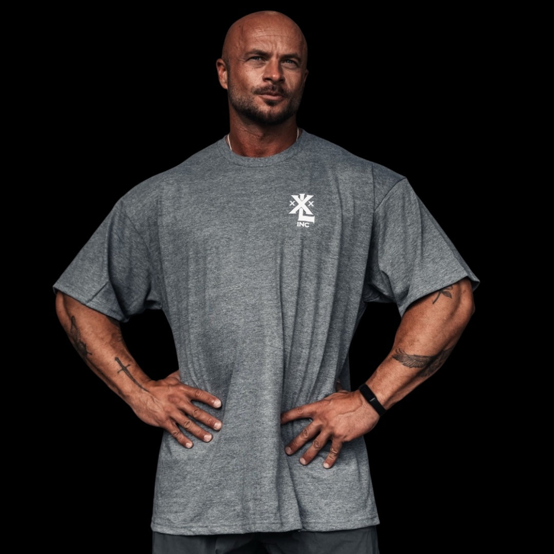 "Stacked XXXL Logo" Oversized Base T   - Ash Cloud