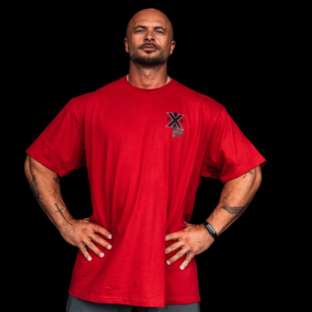 "Stacked XXXL Logo" Oversized Base T   - Red