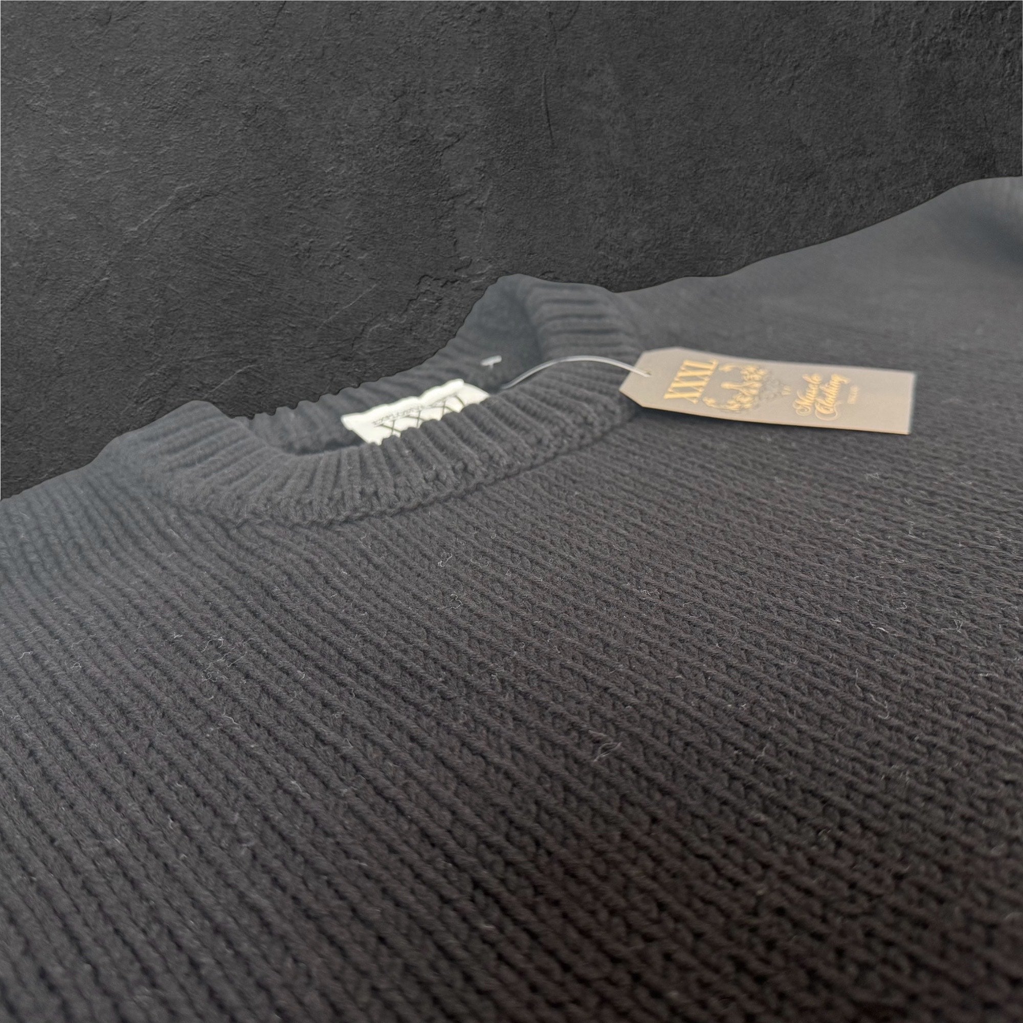 "XXXL INC Knit Logo" Chunky Knit Sweater - Basalt Black