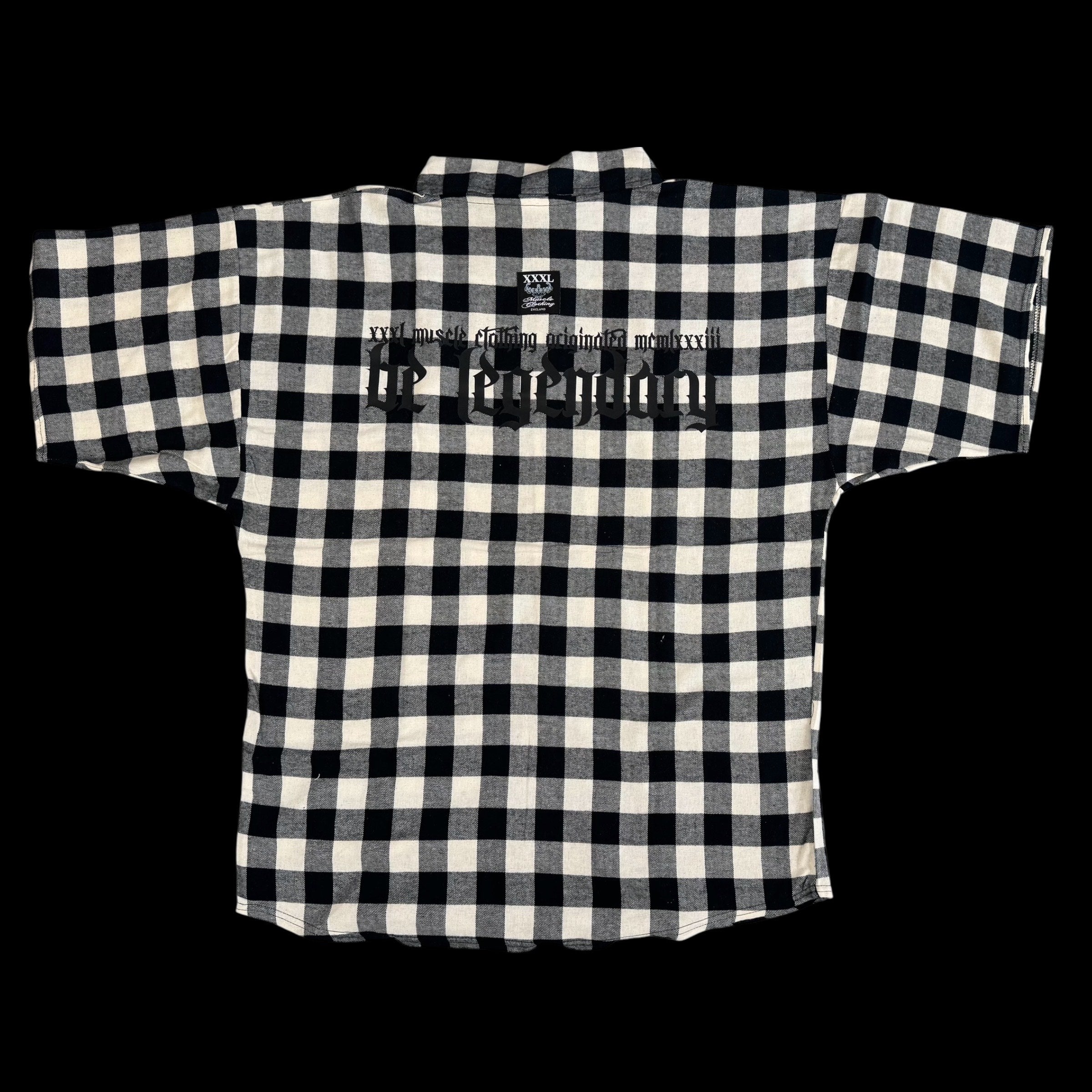 "Be Legendary" Oversized Muscle Shirt -Black Plaid