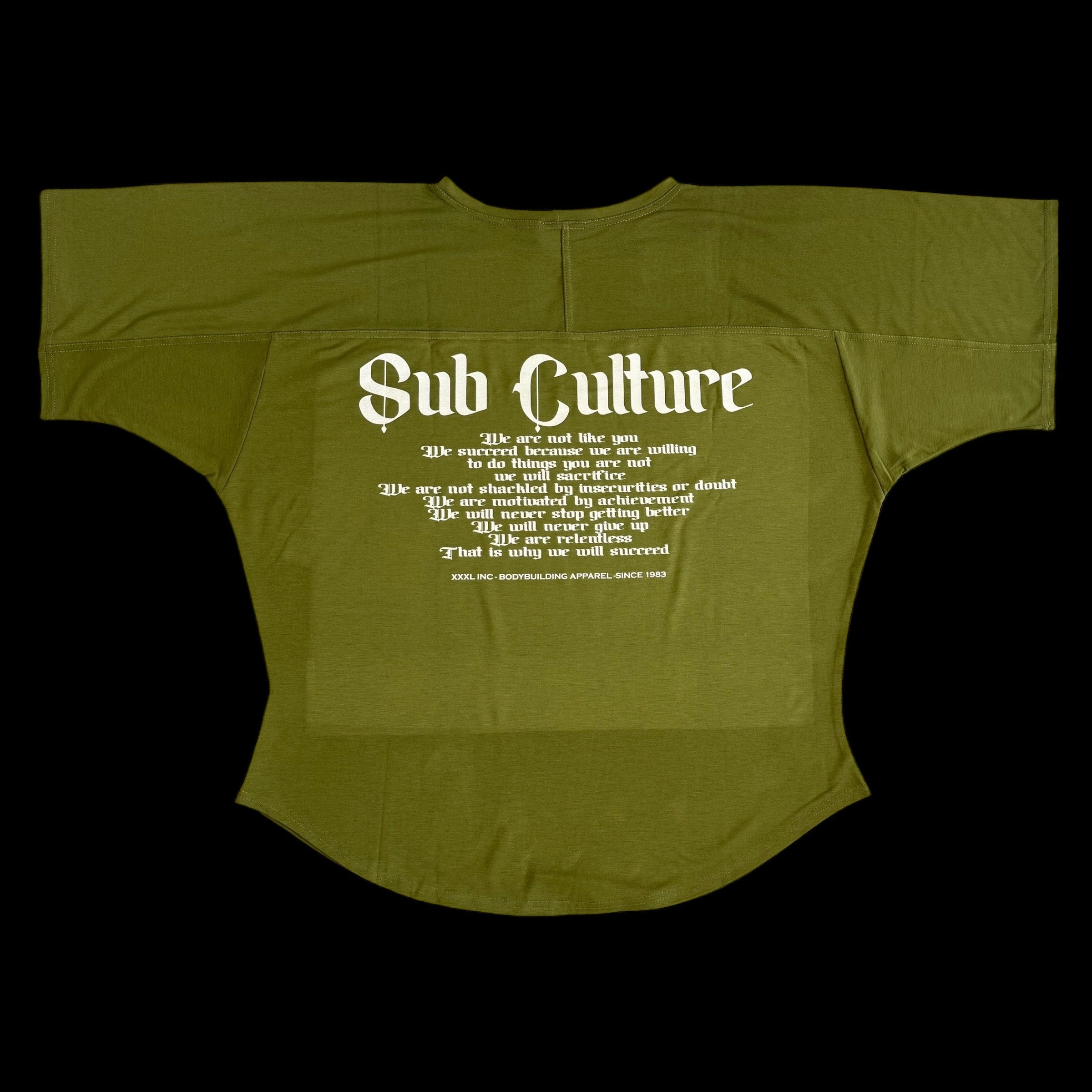 "Sub Culture " Training Rag Top - Military Green (white ink)