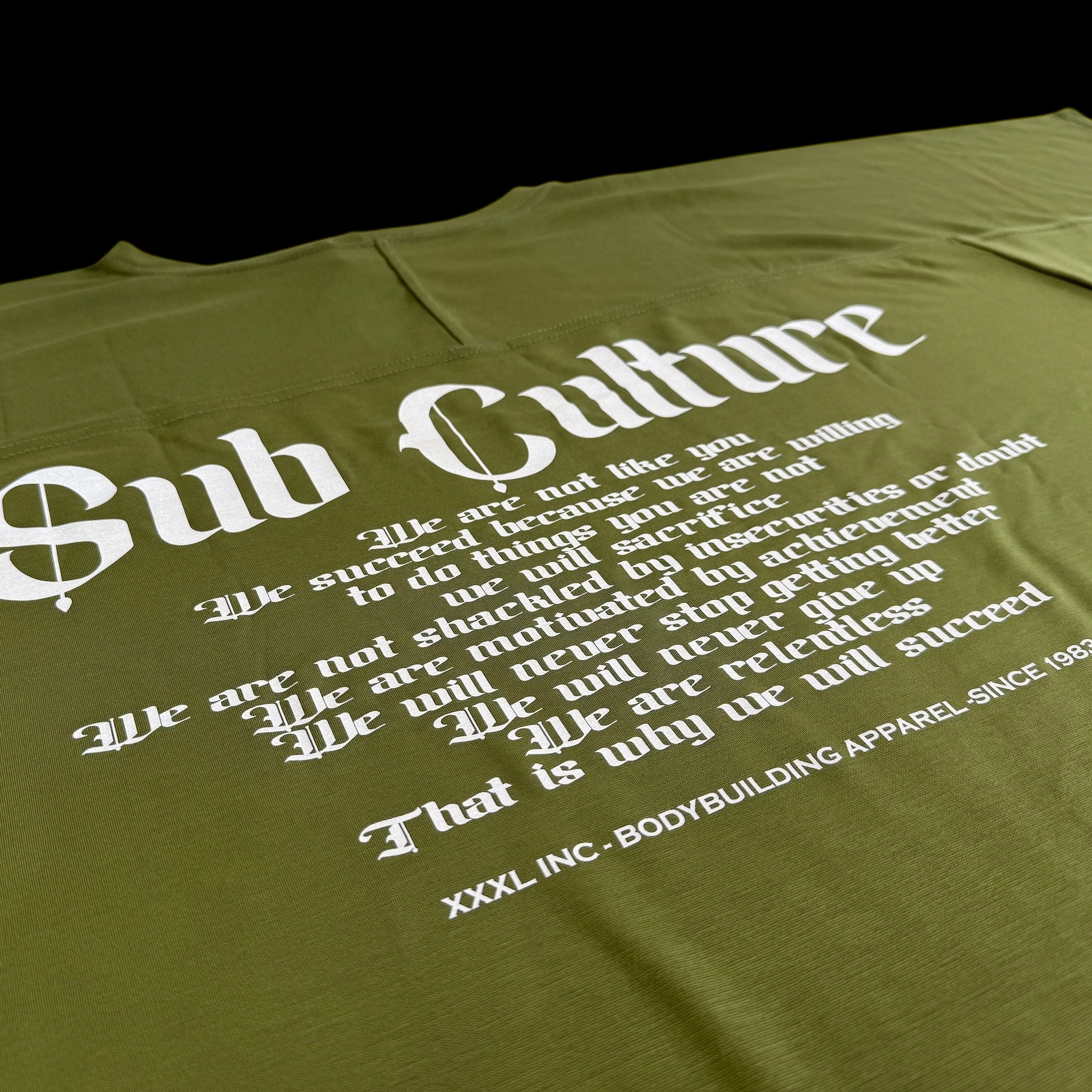 "Sub Culture " Training Rag Top - Military Green (white ink)