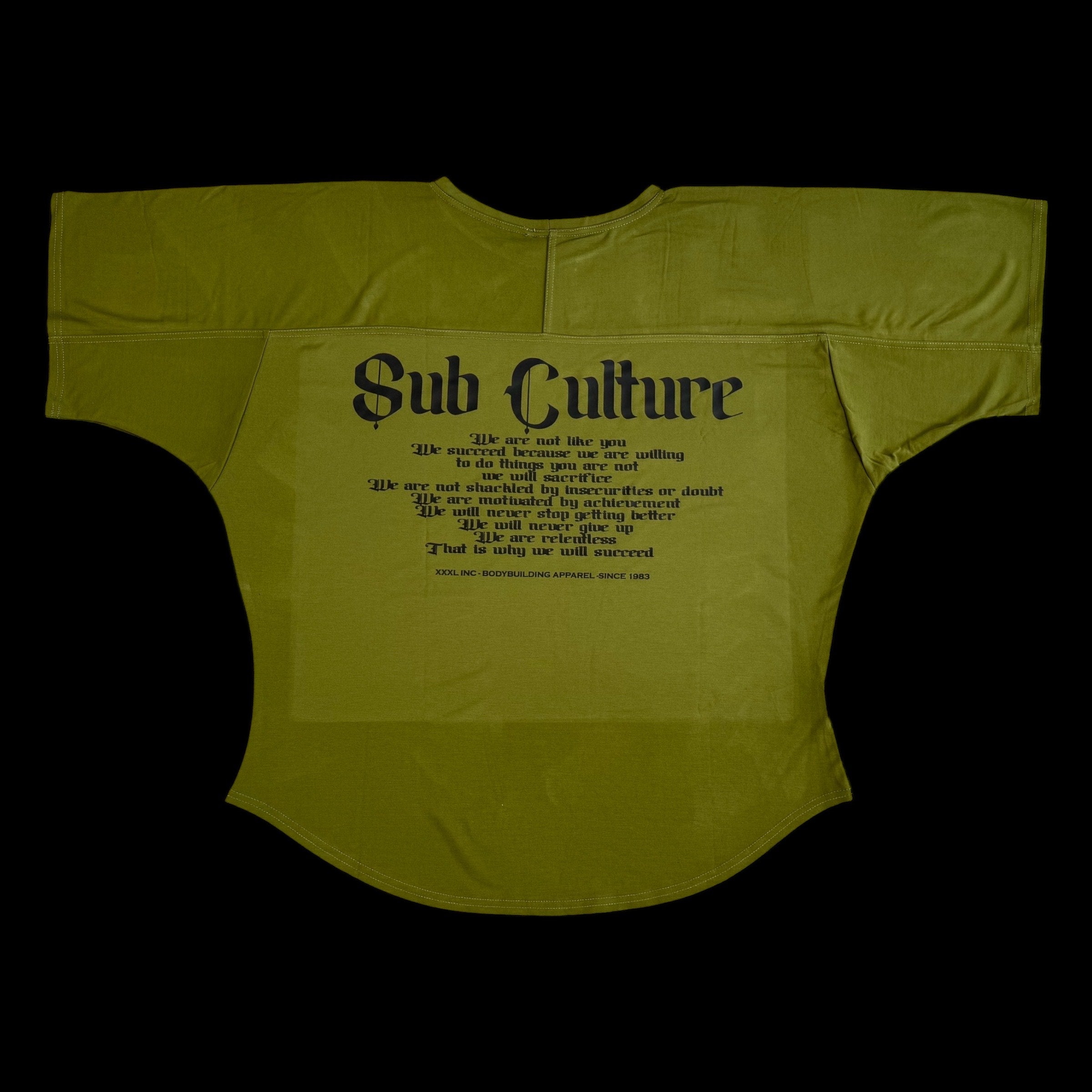 "Sub Culture " Training Rag Top - Military Green (Black ink)