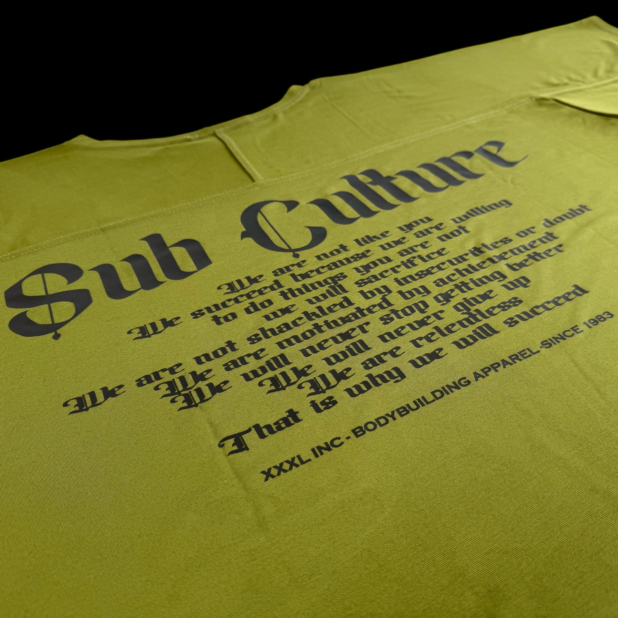 "Sub Culture " Training Rag Top - Military Green (Black ink)