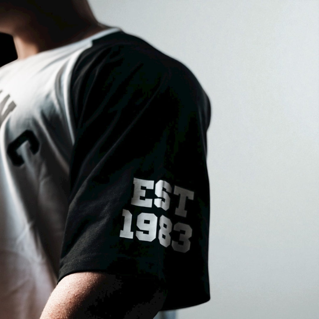 "GYM JUNKIE " Old School Varsity Ragtop -Black/White