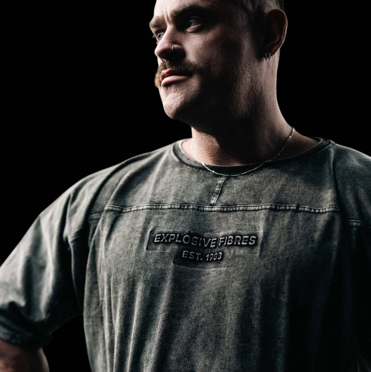 "Embossed XXXL INC" Yoke Rag Top - Stone Washed Black