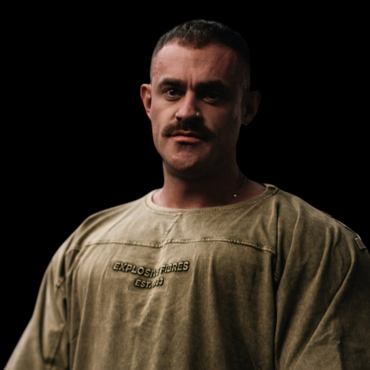 "Embossed XXXL INC" Yoke Rag Top - Stone Washed Khaki