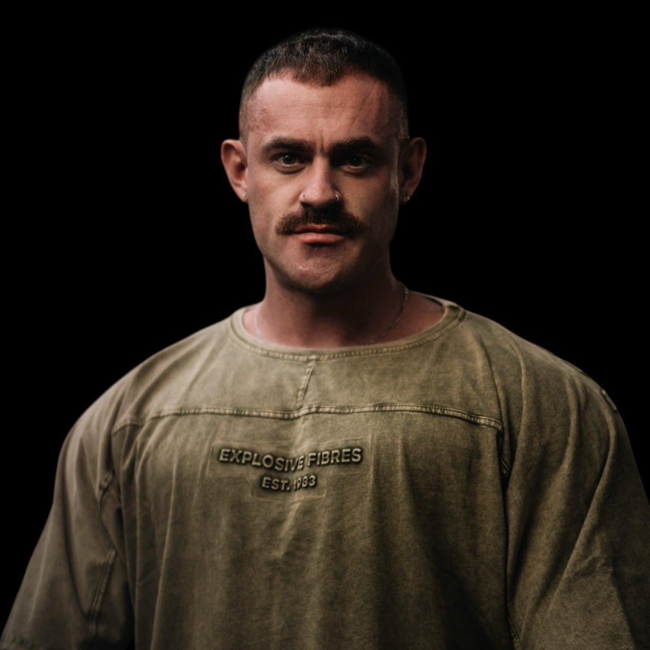 "Embossed XXXL INC" Yoke Rag Top - Stone Washed Khaki