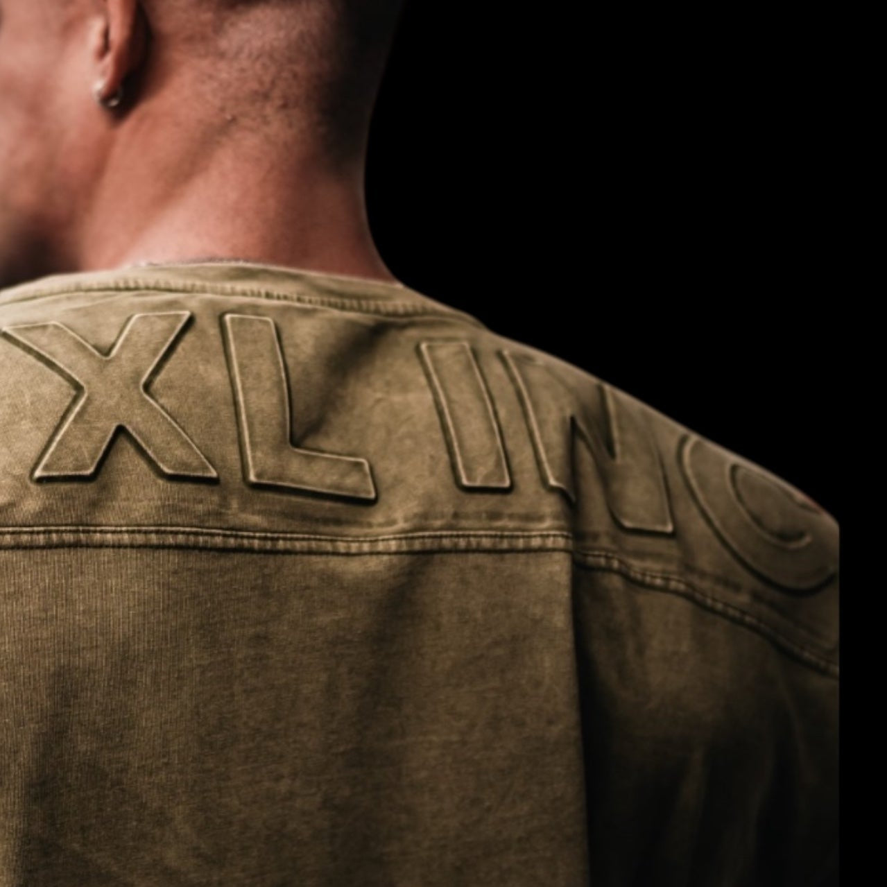 "Embossed XXXL INC" Yoke Rag Top - Stone Washed Khaki