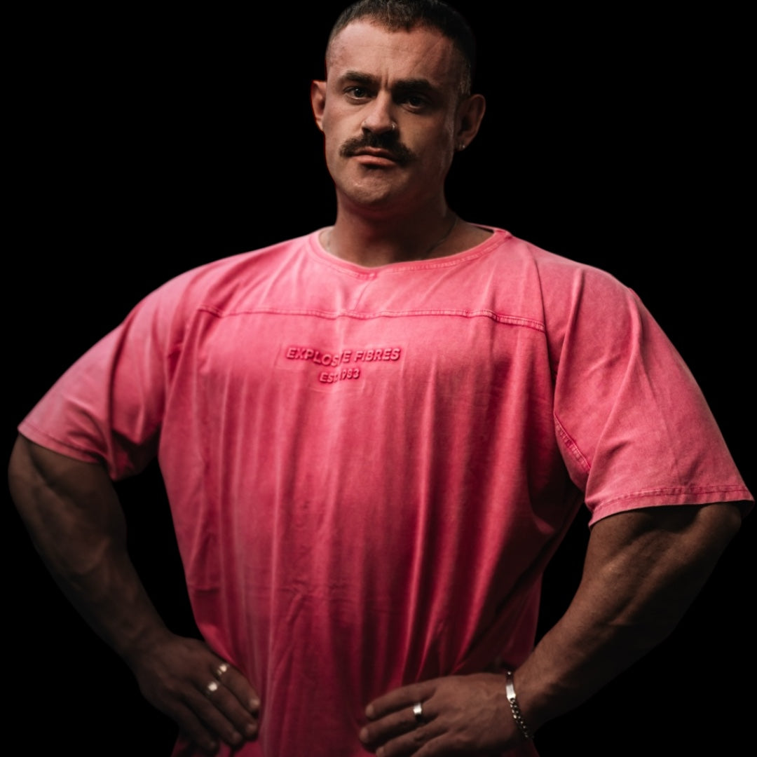 "Embossed XXXL INC" Yoke Rag Top - Pink Punch