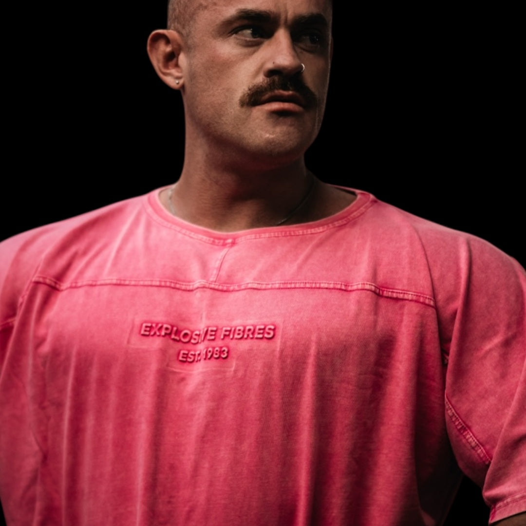 "Embossed XXXL INC" Yoke Rag Top - Pink Punch