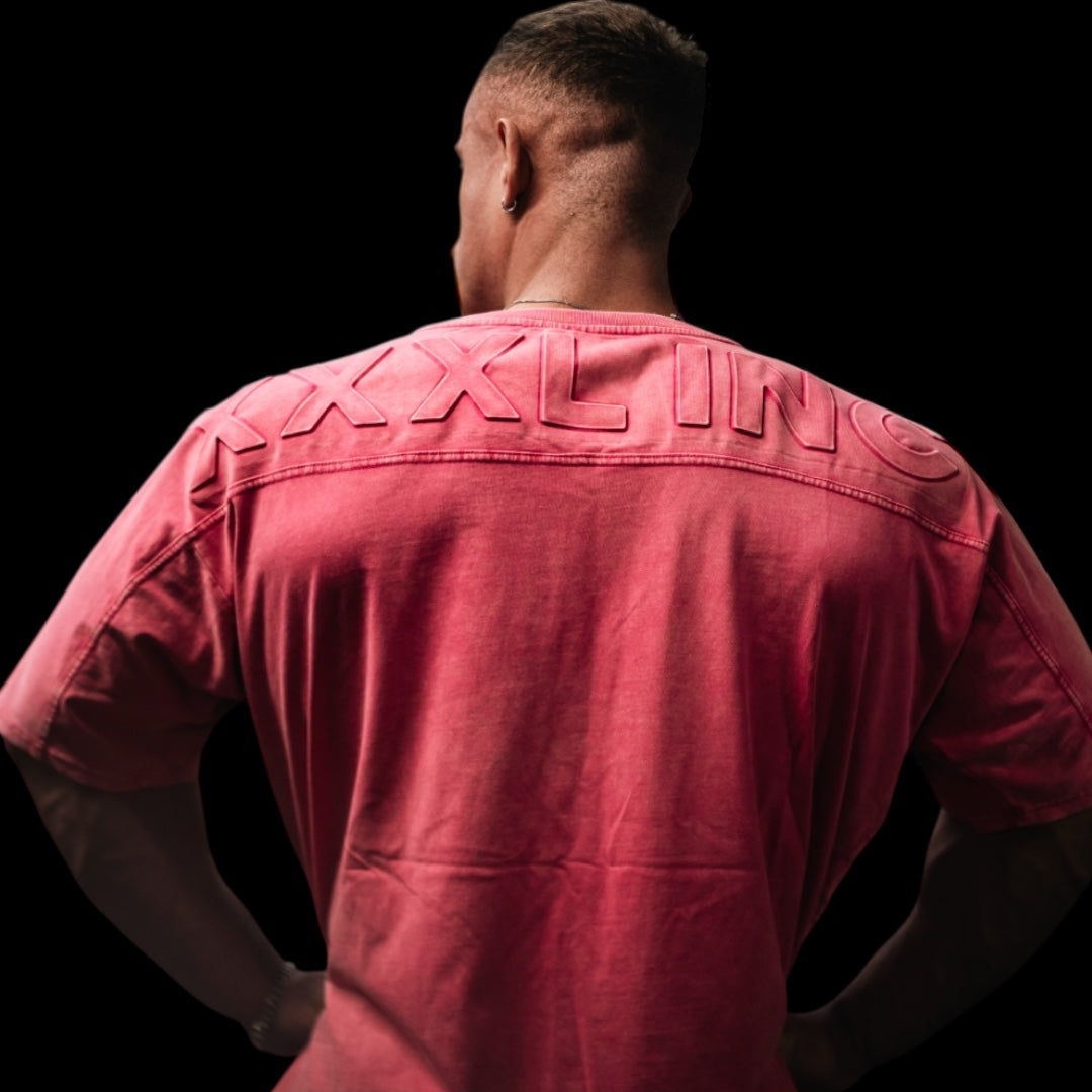 "Embossed XXXL INC" Yoke Rag Top - Pink Punch