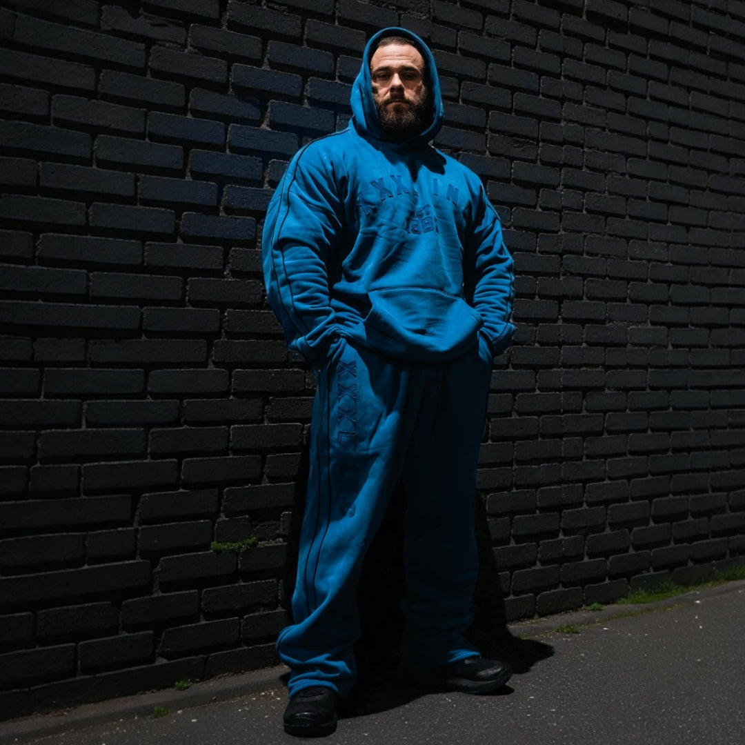 "XXXL INC Applique" Super Heavy 400gsm Hood -Blue