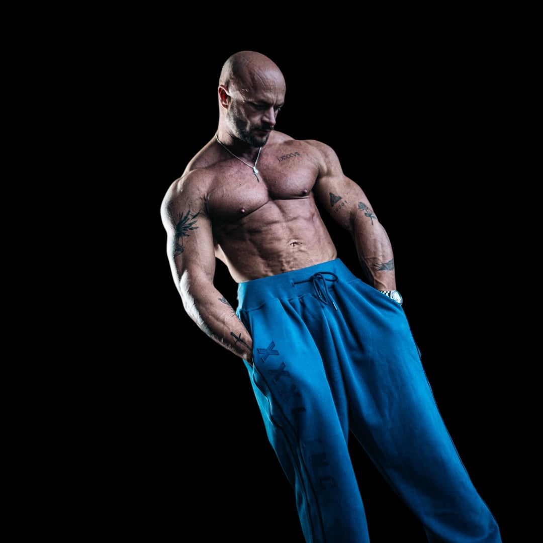 "XXXL INC Applique" Super Heavy 400gsm Straight Cut Pant -Blue