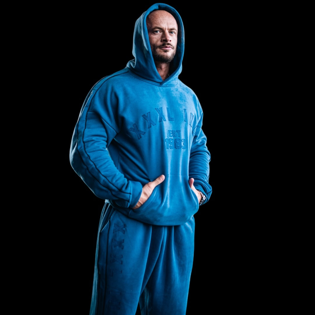 "XXXL INC Applique" Super Heavy 400gsm Hood -Blue
