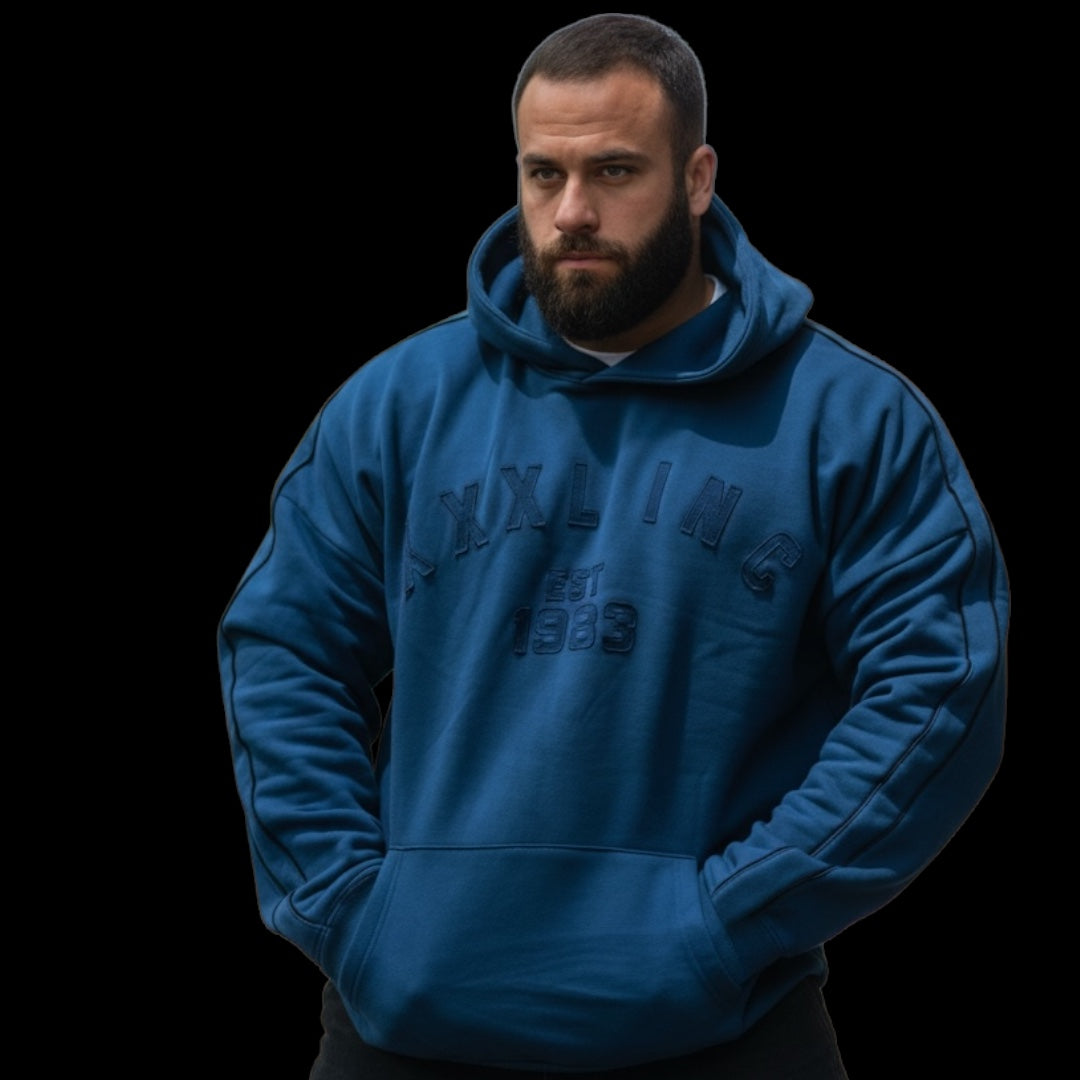 "XXXL INC Applique" Super Heavy 400gsm Hood -Blue