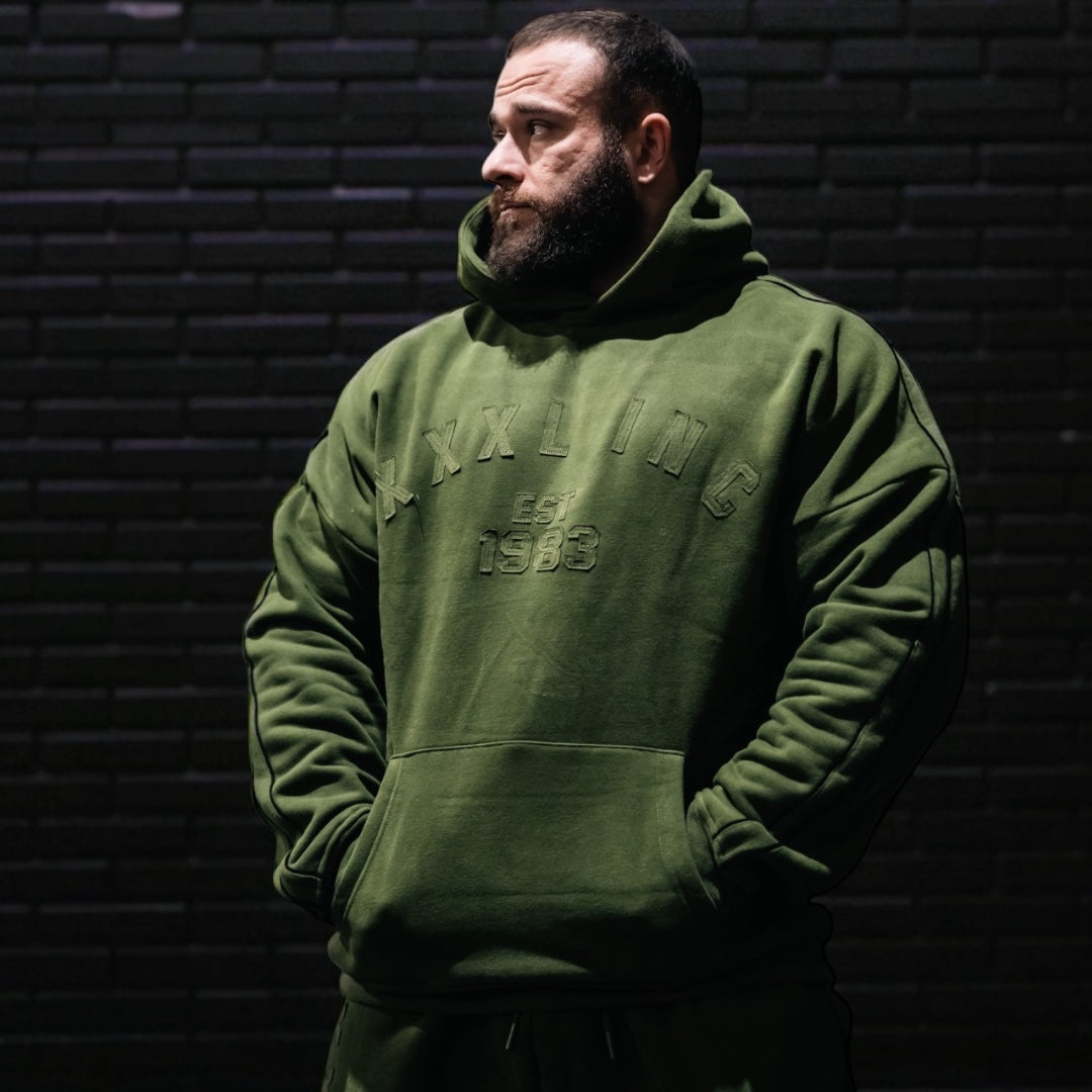 "XXXL INC Applique" Super Heavy 400gsm Hood -Military Green