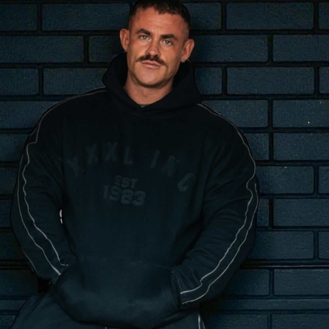 "XXXL INC Applique" Super Heavy 400gsm Hood -Black