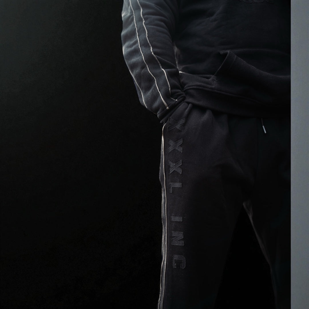 "XXXL INC Applique" Super Heavy 400gsm Straight Cut Pant -Black