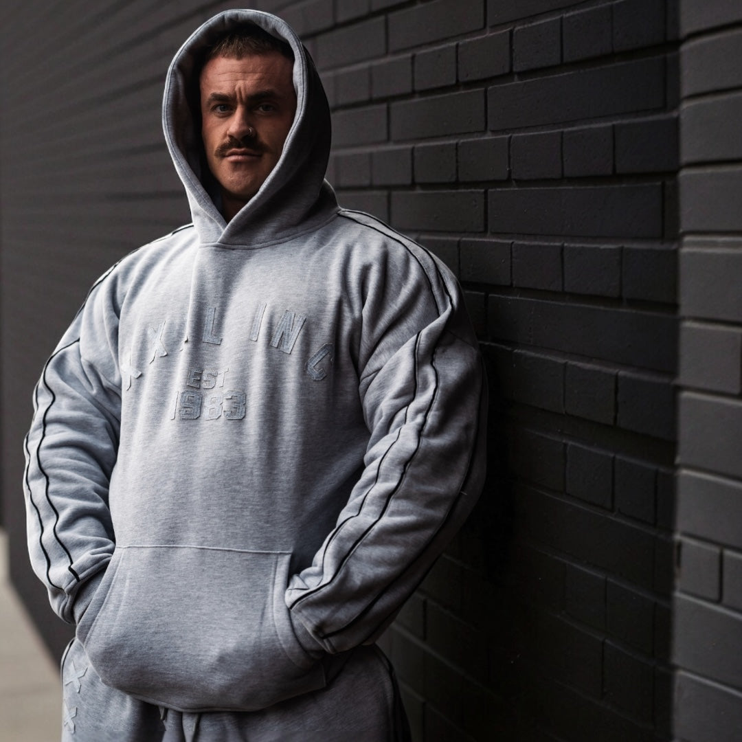 "XXXL INC Applique" Super Heavy 400gsm Hood -Ash Grey