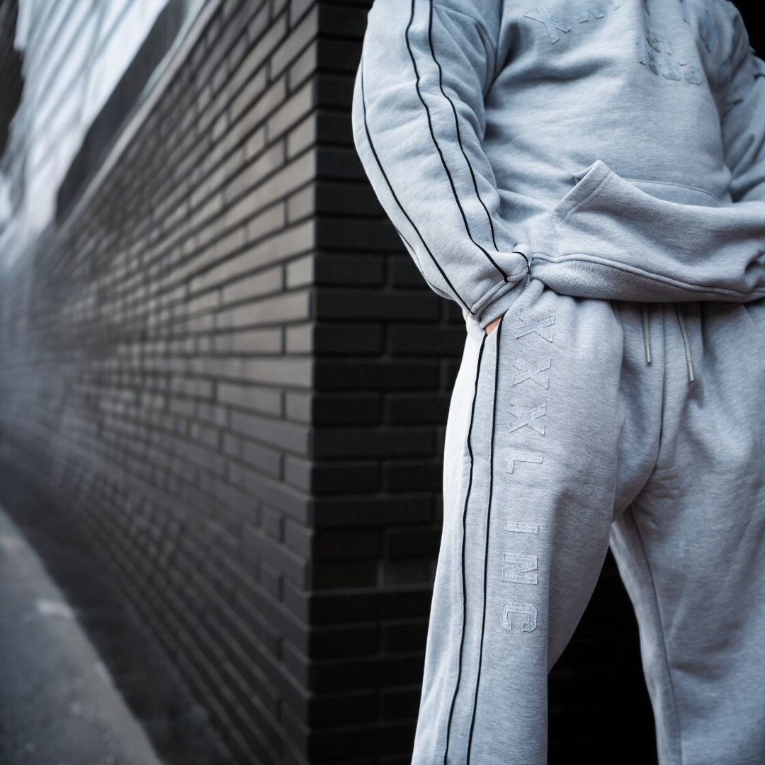 "XXXL INC Applique" Super Heavy 400gsm Straight Cut Pant -Ash Grey