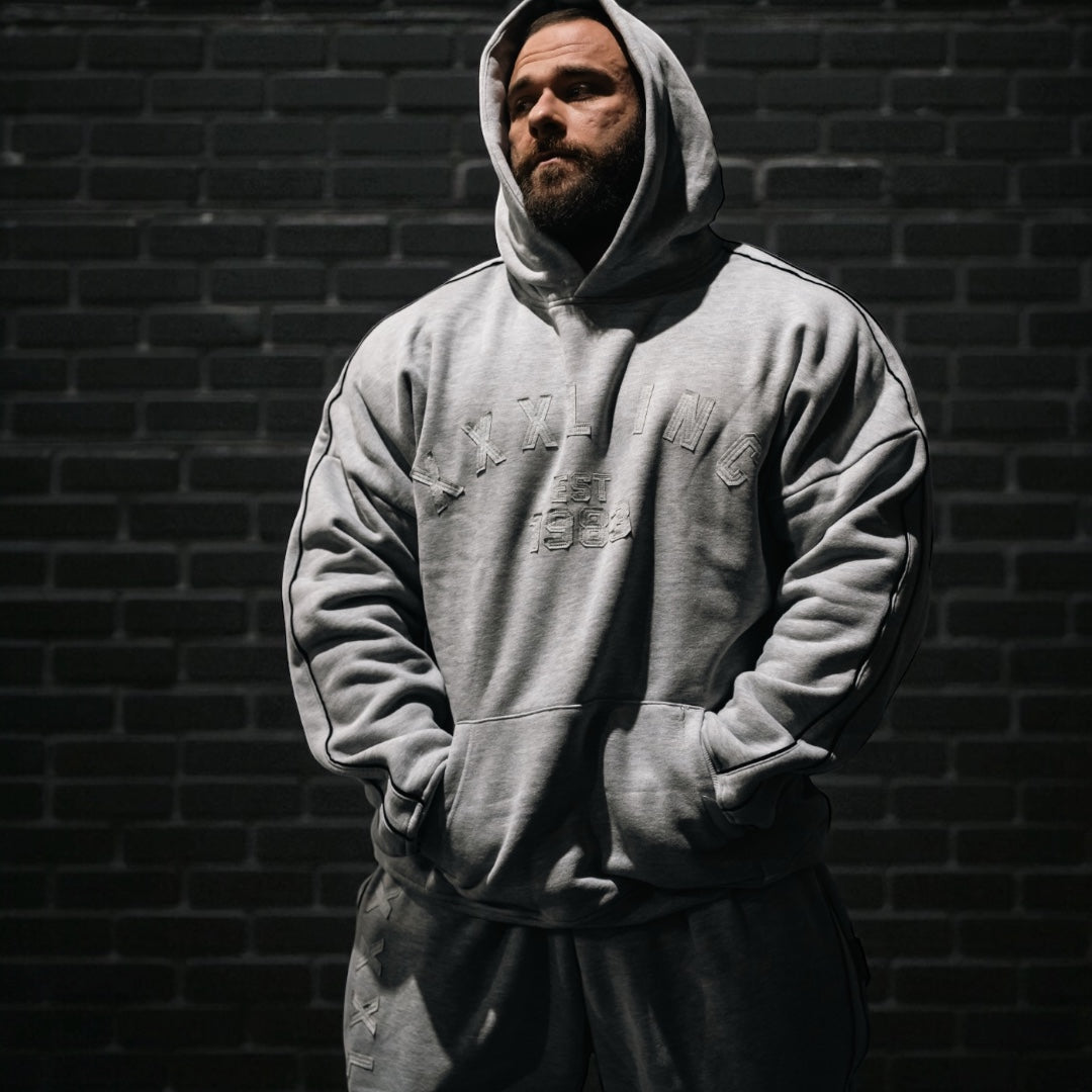 "XXXL INC Applique" Super Heavy 400gsm Hood -Ash Grey