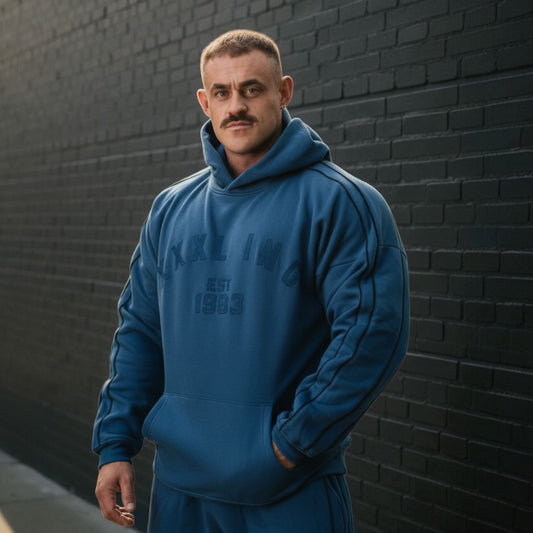 "XXXL INC Applique" Super Heavy 400gsm Hood -Blue
