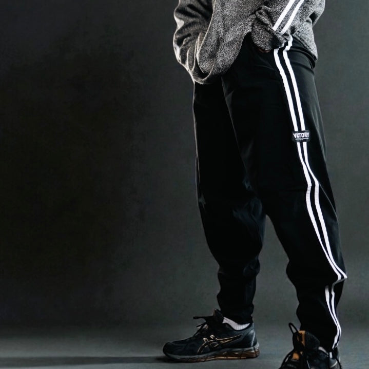 "Victory" 2 stripe Full cut  Pant - Black