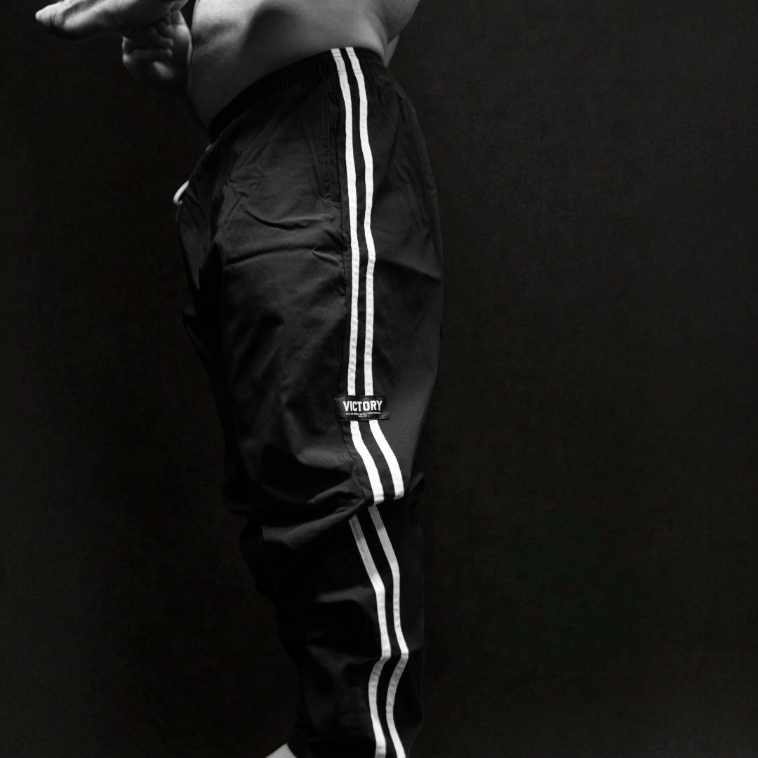 "Victory" 2 stripe Full cut  Pant - Black
