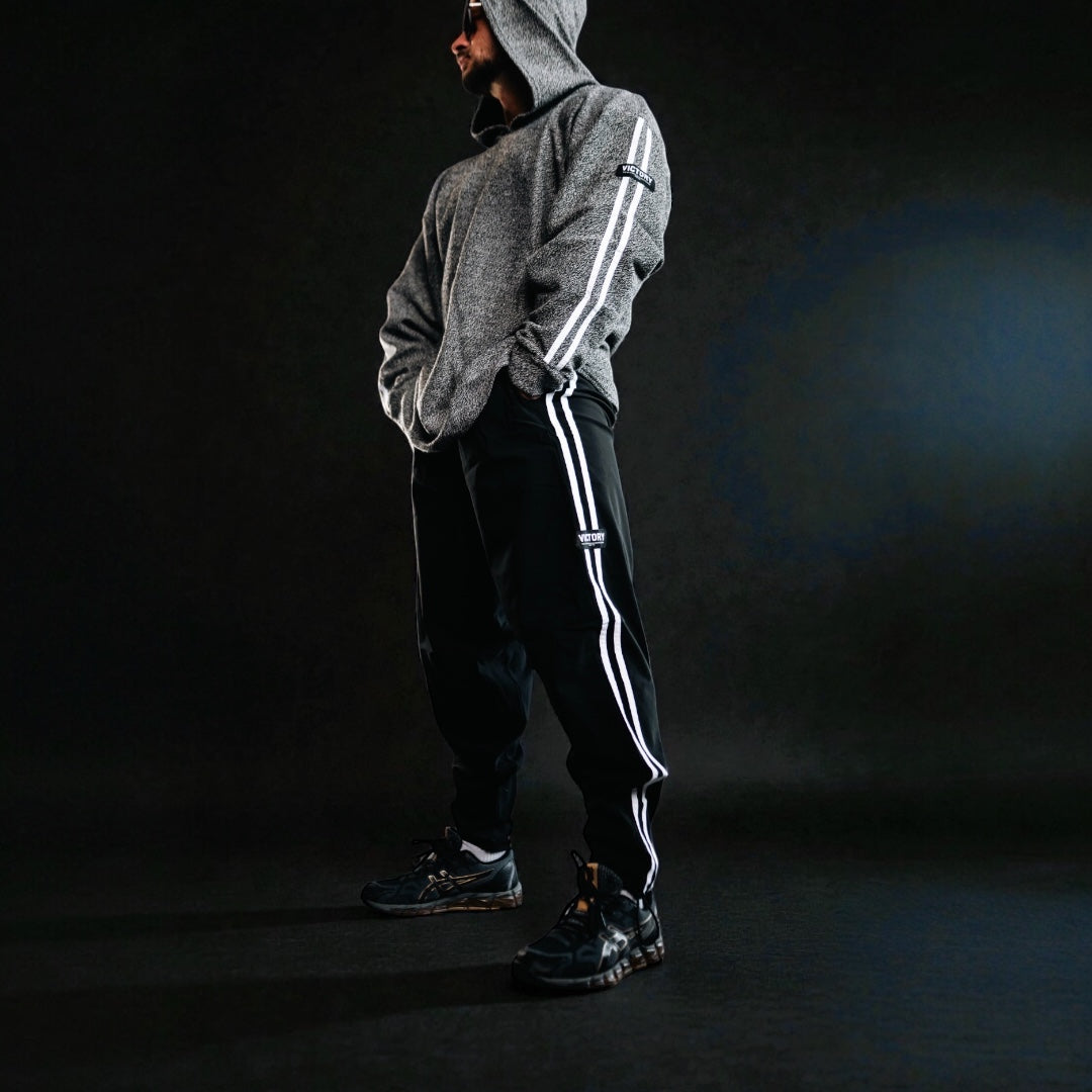 "Victory" 2 stripe Full cut  Pant - Black