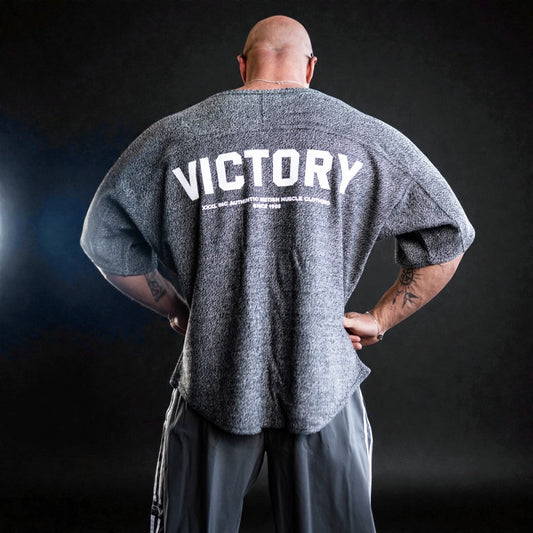 "Victory" 2 stripe Towelling Rag Top - Grey Fleck