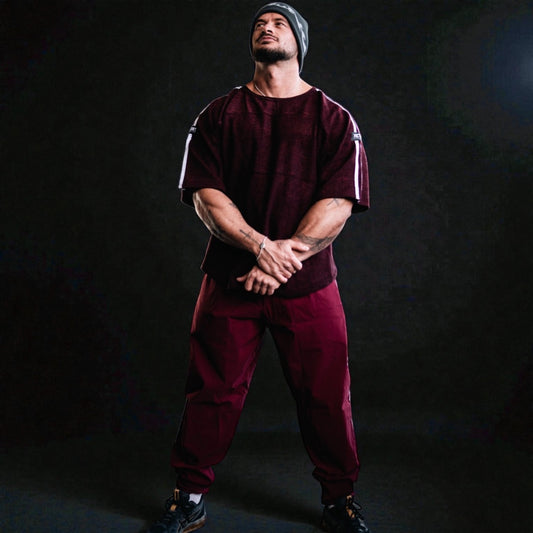 "Victory" 2 stripe Full cut  Pant - Rosewood