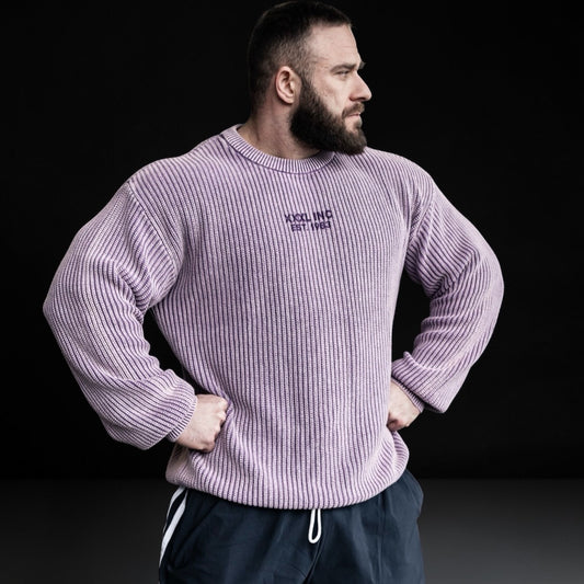 "Profile Logo" Stonewash Knit Sweater - Magenta