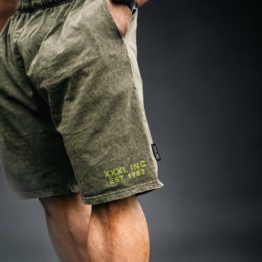 Stone Washed Shorts - Olive