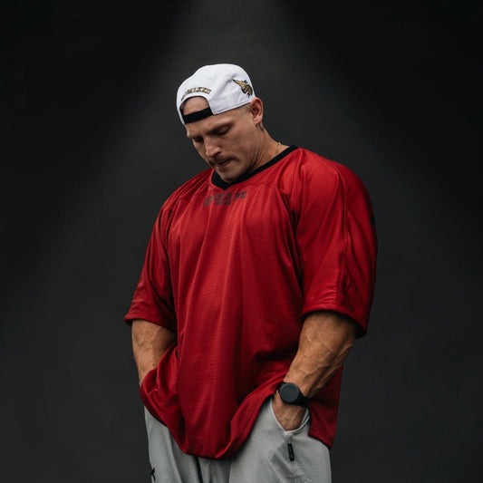 "XXXL INC " Airtex V neck Shirt  - Ruby Red