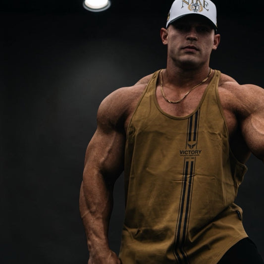 "Victory Retro" Classic Muscle Vest - Khaki Brown