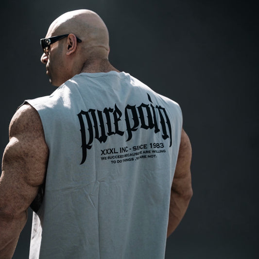 "Pure Pain" Box cut Sleeveless T   - Dove Grey