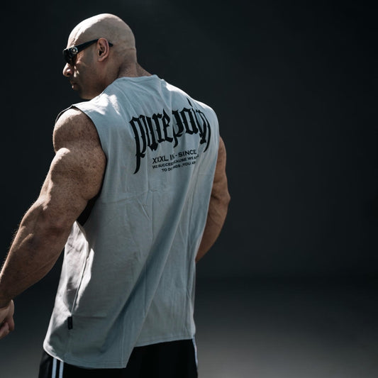 "Pure Pain" Box cut Sleeveless T   - Dove Grey