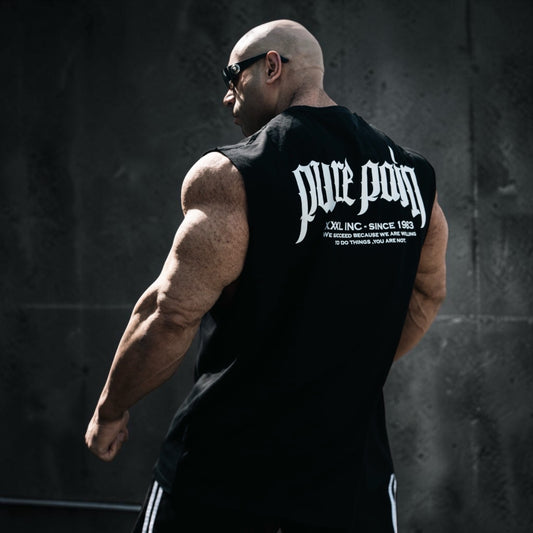 "Pure Pain" Box cut Sleeveless T   - Black